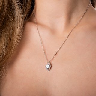 Oxzen κολιέ ασημένιο καρδιά με λευκό ζιργκόν