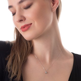 Oxzen κολιέ ασημένιο καρδούλα μικρή με ζιργκόν