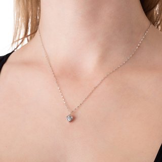 Oxzen κολιέ ασημένιο καρδούλα μικρή με ζιργκόν