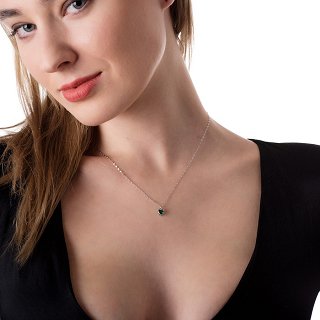 Oxzen κολιέ ασημένιο καρδούλα μικρή με ζιργκόν