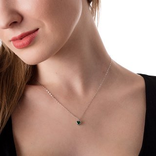 Oxzen κολιέ ασημένιο καρδούλα μικρή με ζιργκόν