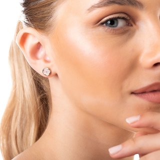 Oxzen σκουλαρίκια καρφωτά ασημένια με φίλντισι