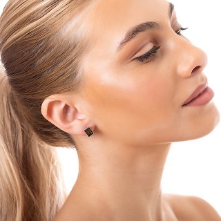 Oxzen σκουλαρίκια καρφωτά ασημένια με τετράγωνη πέτρα ζιργκόν