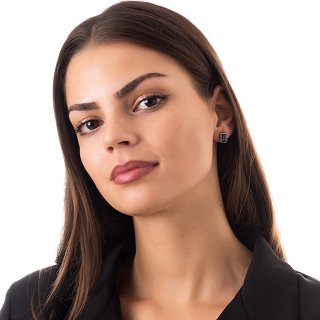 Oxzen σκουλαρίκια καρφωτά ασημένια με τετράγωνη πέτρα ζιργκόν