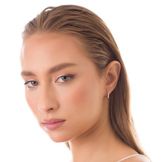 Oxzen σκουλαρίκια κρικάκια μικρά ασημένια στρογγυλά με πέτρες ζιργκόν