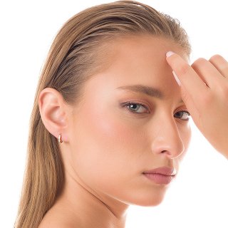 Oxzen σκουλαρίκια κρικάκια μικρά ασημένια με πέτρες ζιργκόν