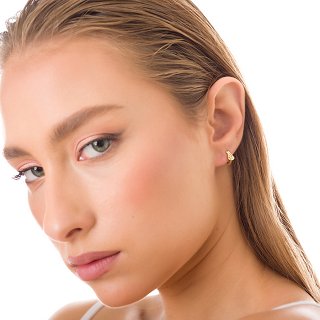 Oxzen σκουλαρίκια κρικάκια μικρά ασημένια με φιόγκο