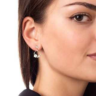 Oxzen σκουλαρίκια κρεμαστά ασημένια κυκλικά με μαργαριτάρι και πέτρες ζιργκόν