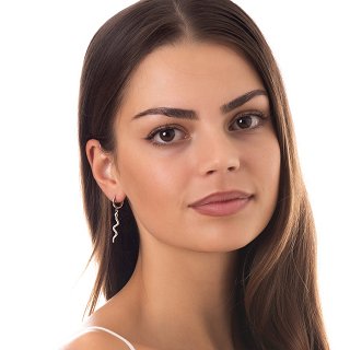 Oxzen σκουλαρίκια κρίκοι ασημένιοι με φιδάκι κρεμαστό