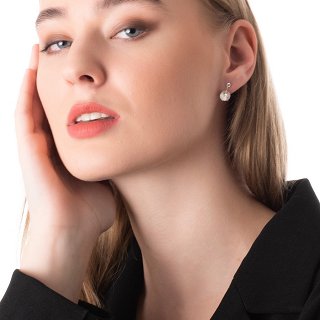 Oxzen σκουλαρίκια κρεμαστά ασημένια με κρύσταλλα cz