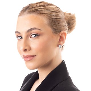 Oxzen σκουλαρίκια καρφωτά ασημένια με γαλάζια πέτρα ζιργκόν