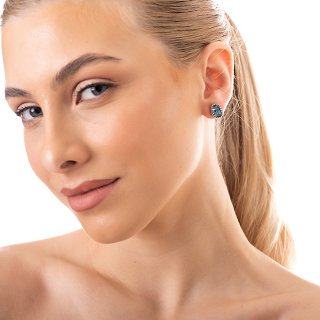 Oxzen σκουλαρίκια καρφωτά ασημένια με πέτρα ζιργκόν