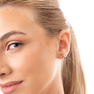 Oxzen σκουλαρίκια καρφωτά ασημένια καρδιά με περλίτσες