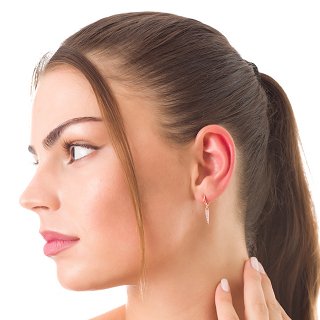 Oxzen σκουλαρίκια κρικάκια μικρά ασημένια με ζιργκόν