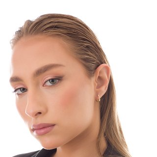 Oxzen σκουλαρίκια κρικάκια μικρά ασημένια 10mm με πέτρες ζιργκόν