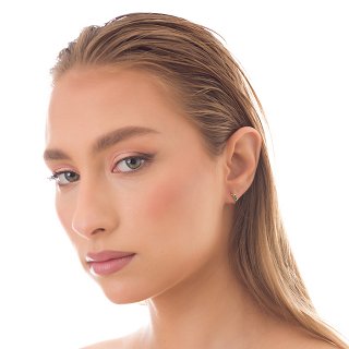 Oxzen σκουλαρίκια κρικάκια μικρά ασημένια με πράσινο ζιργκόν