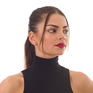 Oxzen σκουλαρίκια καρφωτά ασημένια επιχρυσωμένα διπλό με ζιργκόν