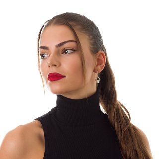 Oxzen σκουλαρίκια κρεμαστά ασημένια πέρλα Majorica και ζιργκόν