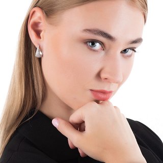 Oxzen σκουλαρίκια κρίκοι ασημένιοι φαρδύ γεμάτοι με ζιργκόν