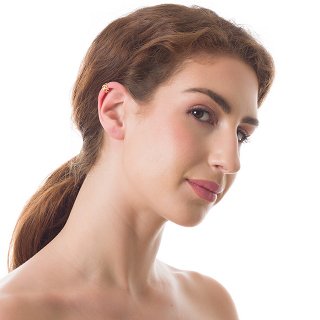 Oxzen σκουλαρίκι ασημένιο Ear Cuff με λευκά ζιργκόν