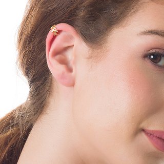 Oxzen σκουλαρίκι ασημένιο Ear Cuff με λευκά ζιργκόν