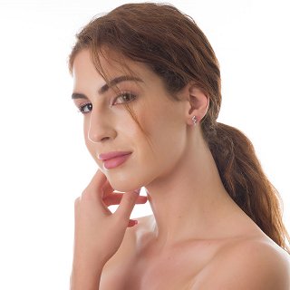 Oxzen σκουλαρίκια καρφωτά ασημένια φίδι με λευκά ζιργκόν