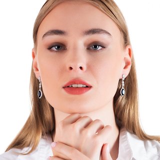 Oxzen σκουλαρίκια κρεμαστά ασημένια μακρύ με ζιργκόν