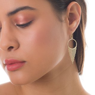 Oxzen σκουλαρίκια κρεμαστά ασημένια κρίκος με αλυσίδες