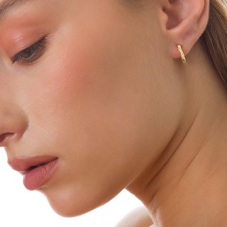 Oxzen σκουλαρίκια κρικάκια μικρά ασημένια τετραγωνισμένα