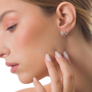 Oxzen σκουλαρίκια καρφωτά ασημένια λουλούδια με πολύχρωμες πέτρες