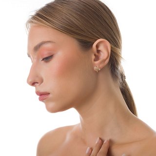 Oxzen σκουλαρίκια καρφωτά ασημένια λουλούδια με πολύχρωμες πέτρες