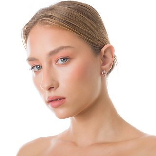 Oxzen σκουλαρίκια καρφωτά ασημένια λουλούδια με πολύχρωμες πέτρες