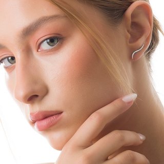 Oxzen σκουλαρίκι ασημένιο Ear Climber