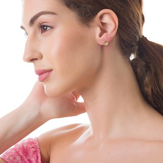 Oxzen σκουλαρίκια καρφωτά ασημένια με φίλντισι και λευκά ζιργκόν