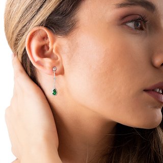 Oxzen σκουλαρίκια κρεμαστά ασημένια μακρύ κρεμαστό δάκρυ με ζιργκόν