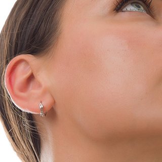 Oxzen σκουλαρίκια κρικάκια μικρά ασημένια 12 mm με ζιργκόν