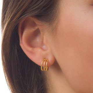 Oxzen σκουλαρίκια κρικάκια μικρά ασημένια τριπλά