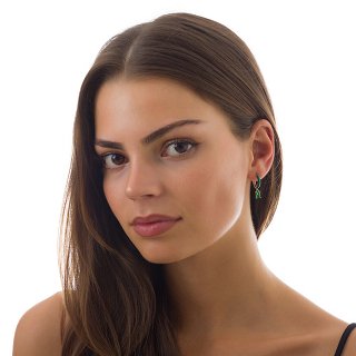 Oxzen σκουλαρίκια κρικάκια μικρά ασημένια με σμάλτο και κρεμαστή πέτρα ζιργκόν