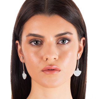 Oxzen σκουλαρίκια κρεμαστά ασημένια μακρύ γεμάτο με λευκά ζιργκόν