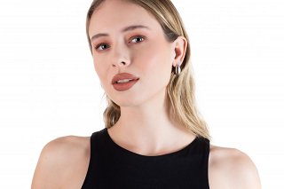 Oxzen σκουλαρίκια κρεμαστά ασημένια γυαλιστερό