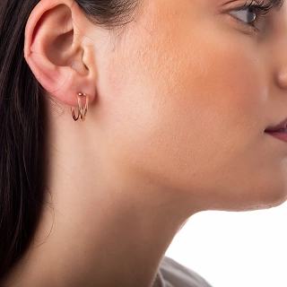 Oxzen ασημένιο σκουλαρίκι διπλός κρίκος