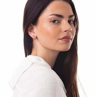 Oxzen ασημένιο σκουλαρίκι διπλός κρίκος