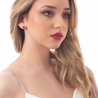 Oxzen σκουλαρίκια καρφωτά ασημένια τετράγωνο ζιργκόν