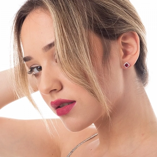 Oxzen σκουλαρίκια καρφωτά ασημένια τετράγωνο ζιργκόν