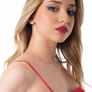 Oxzen σκουλαρίκι ασημένιο καρφωτό στρογγυλό με λευκά ζιργκόν