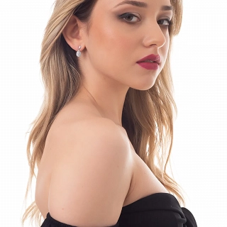 Oxzen σκουλαρίκι ασημένιο κρεμαστό με δάκρυ και λευκά ζιργκόν