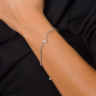 Oxzen βραχιόλι ασημένιο με πέτρα ζιργκόν