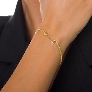 Oxzen βραχιόλι ασημένιο με πέτρα ζιργκόν