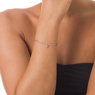 Oxzen βραχιόλι ασημένιο διπλό με πέτρα ζιργκόν