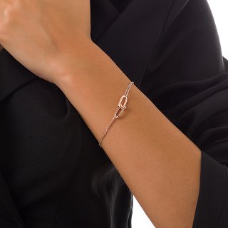 Oxzen βραχιόλι ασημένιο σε ροζ χρυσό διπλό